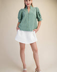 Sweetheart Puff Sleeve Top-Green