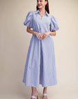 Nautical Grace Midi Dress-Blue