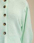 Travel Plans Button Down Sweater-Mint