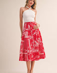 Rope Me In Midi Skirt-Red