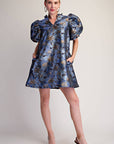 Luminous Bloom Mini Dress-Blue