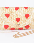 Kiss Kiss Heart Straw Clutch