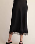 Lace Allure Midi Skirt-Black