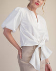 Dahlia Puff Sleeve Top-White