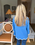 Go With the Flow Knit Top-French Blue/Cream