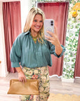 Yvette Puff Sleeve Top-Blue