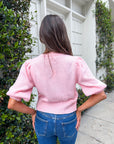 Travel Plans Button Down Sweater-Pink