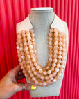Chunky Beaded Necklace-Peach
