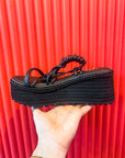 Misty Laceup Wedge- Black