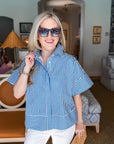 Portside Button Down Top-Blue