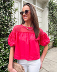 Sheer Romance Bubble Top-Raspberry Pink