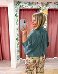 Yvette Puff Sleeve Top-Blue