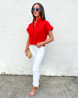 Timeless Touch Collar Top-Red