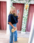 Genevieve Bubble Top-Navy
