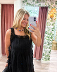 PREORDER: Fleur Romance Midi Dress-Black