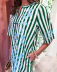 PREORDER: Riviera Maya Embroidered Shift Dress-Green