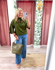 Old Mill Mock Neck Top-Olive