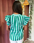 Weekend Wander Stripe Top-Green