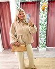 The Duchess Peplum Jacket-Tan