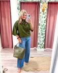 Old Mill Mock Neck Top-Olive