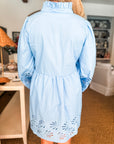 Eyelet Love Mini Dress-Blue