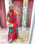 Sunset Coral Maxi Dress