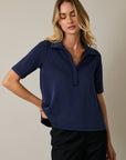 Office Chic Polo Top-Navy