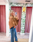 Swing Cape Stripe Top-Camel