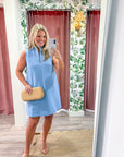 Yacht Luxe Mini Dress-Blue