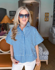 Portside Button Down Top-Blue