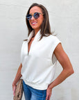 Sunny Side Zip Knit Top-Ivory