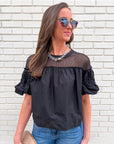 Sheer Romance Bubble Top-Black