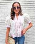 Embroidered Dream Top-Cream