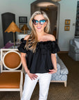 Great Night Off Shoulder Top-Black