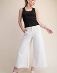 Scallop Wave Knit Top-Black