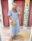Nautical Grace Midi Dress-Blue