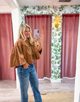 Swing Cape Stripe Top-Camel