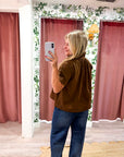 Lucille Stand Collar Top-Brown