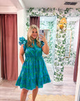 Ocean Bliss Flutter Sleeve Mini Dress