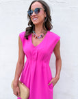 The Paris Edition Midi Dress-Hot Pink