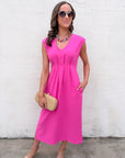 The Paris Edition Midi Dress-Hot Pink