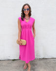 The Paris Edition Midi Dress-Hot Pink