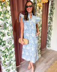Willow Bloom Gingham Midi Dress-Blue