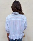 Mattie Striped Ruffle Hem Top-Blue