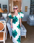 PREORDER: Camellia Puff-Sleeve Maxi Dress-Kelly Green