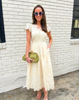 Easy Like Sunday Embroidered Midi Dress-Ivory