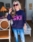 Ski Sport Sweater-Navy/Pink