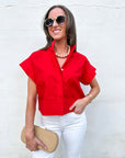 Timeless Touch Collar Top-Red