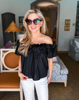 Great Night Off Shoulder Top-Black
