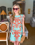 Secret Island Embroidered Dress- Mint
